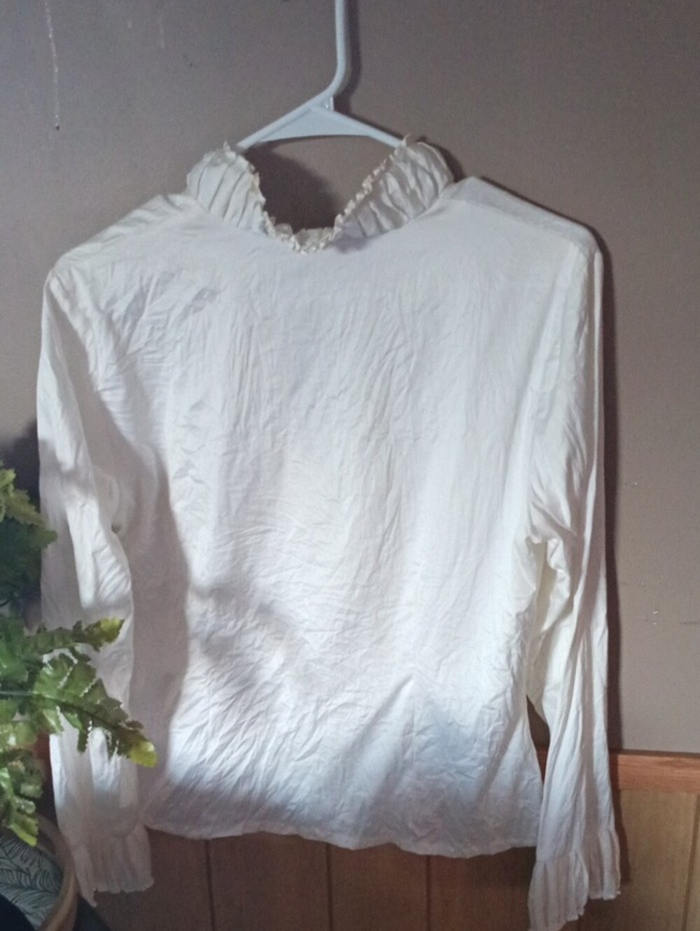 Talbots Cream Ruffled Button-Front Blouse - Picture 3 of 3